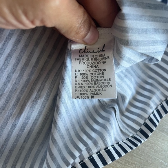 NWT ChicWish Top Blouse Stripes Charisma Bell
Sleeves White Blue SZ XL - Picture 7 of 9